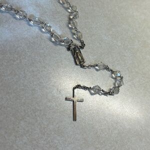 Miraculous Madonna rosary crystal and 925 Silver Cross